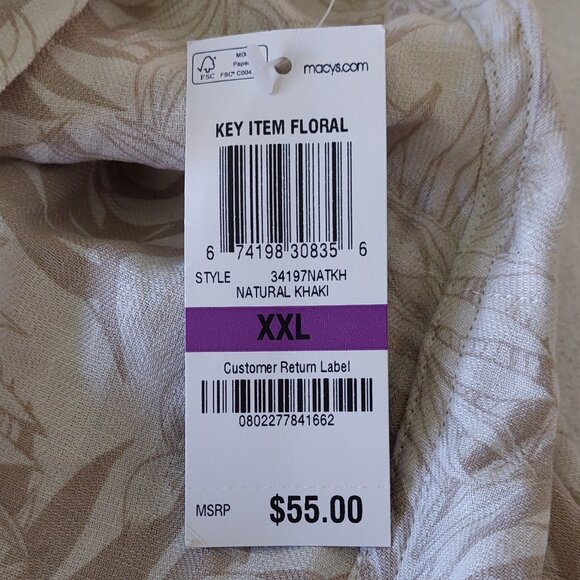 New Tasso Elba Island Cream & Tan Short Sleeve Button Down Shirt Men's Size XXL - Picture 9 of 14